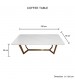 Danish Coffee Table Snow White Table Top Sintered Stone Golden Base Carbon Steel Firm Support